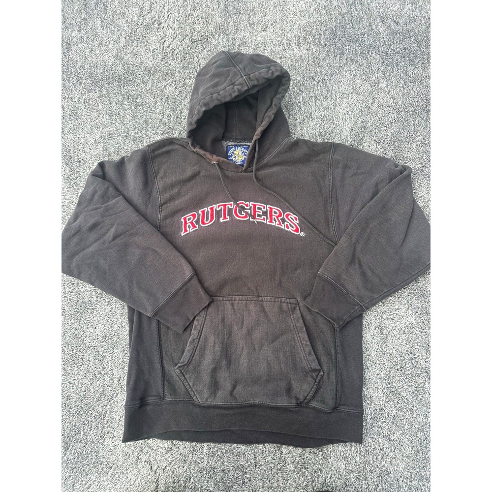 Steve & Barry's Rutgers Hoodie XS Embroidered Spellout Faded Black College